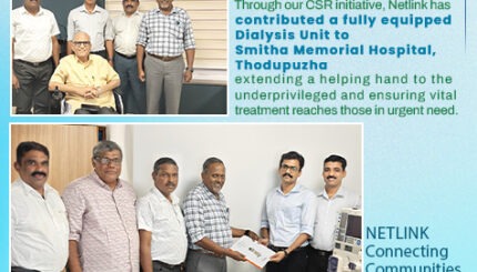 Netlink team donating a dialysis unit to Smitha Memorial Hospital, Thodupuzha as part of their CSR initiative.